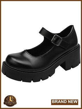 Chunky Heel Platform Mary Janes Ankle Strap Gothic Lolita Oxfords PU Leather